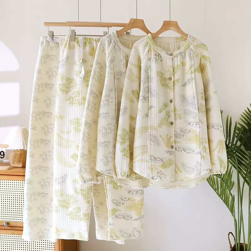 空气棉月子服套装春秋长袖可哺乳家居服碎花保暖亲肤透气