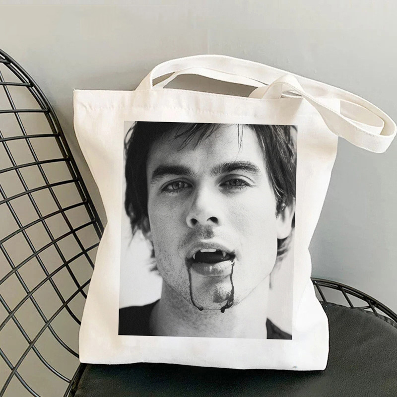 跨境外贸the Vampire Diaries印花帆布包原宿单肩包手提袋购物袋