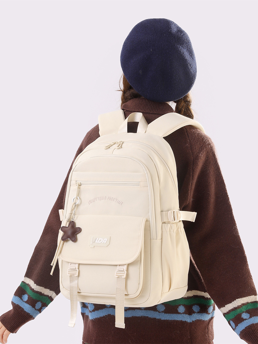 Mochila de escolares fresca y simple, mochila de hombro de alta capacidad, mochila de ocio para mujeres.