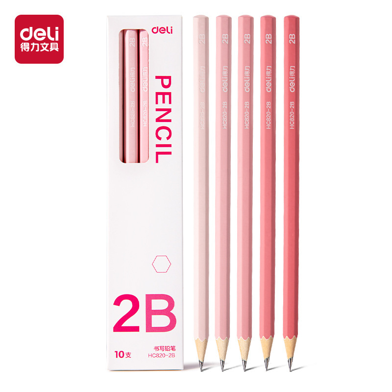 Deli HC820-2B hexagonal rod 5-color gradient writing pencil HB(10 PCs/box) high color value safety pencil