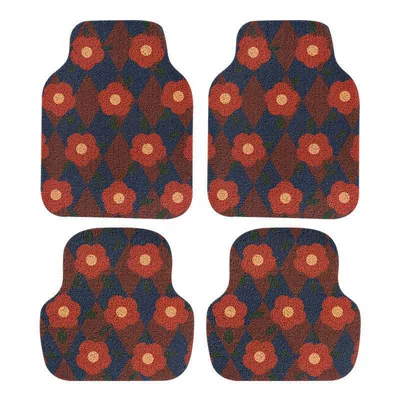 Avtomobil döşəmə paspasları – Floor Mats for Cars, Dust-Proof, Wear-Resistant, Dirt-Resistant - red-flower-prismatic-grid-3344cm-pack-of-two
