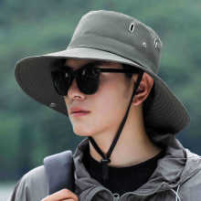 防晒渔夫帽子夏季防晒速干户外登山帽男士大檐遮阳帽防紫外线钓鱼