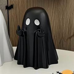 亚马逊爆款跨境Middle finger Cute Ghost万圣节中指爱心幽灵摆件