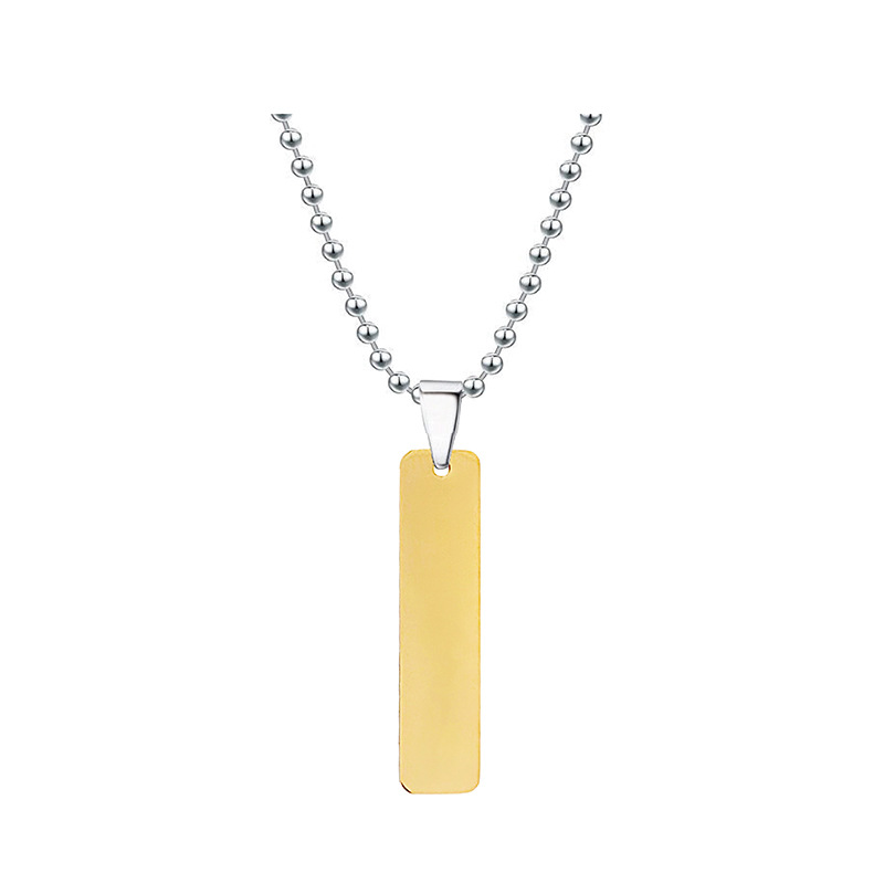 ball chain Chain Type 1 Piece Quantity Wholesale Jewelry Basic Simple Style Geometric Customization Laser Engraving Long Strip 201 Stainless Steel Plating Pendant Necklace Ball Chain