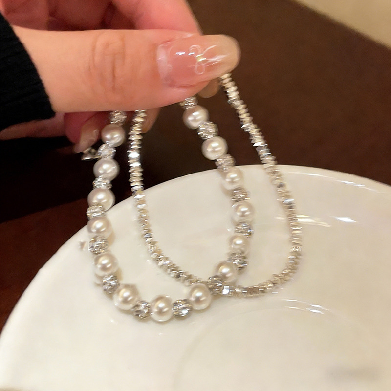Broken Silver Cat's Eye Stone Pearl Beaded Bracelet for Girls, Light Luxury, High-End, Fresh Style, Student Bestie Jewelry