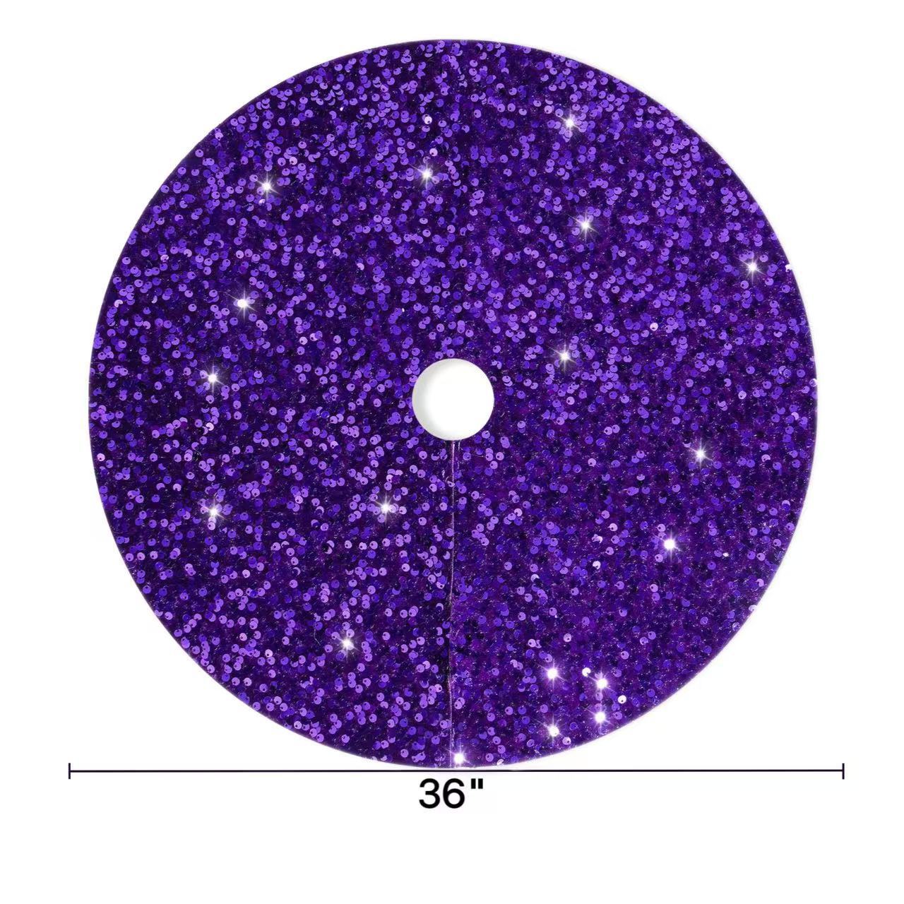 Navidad transfronteriza de alta calidad brillante falda de árbol delantal creativo púrpura accesorios de árbol de Navidad decoraciones navideñas