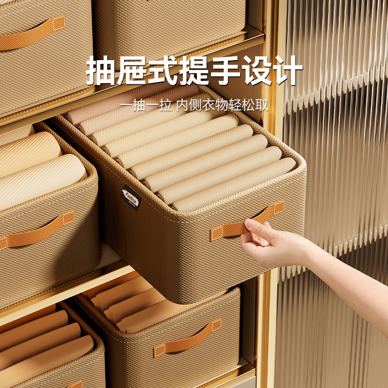 大容量衣類収納ボックス不織布家庭用衣類ズボン整理引き出し式ハンドル折りたたみ収納ボックス|undefined