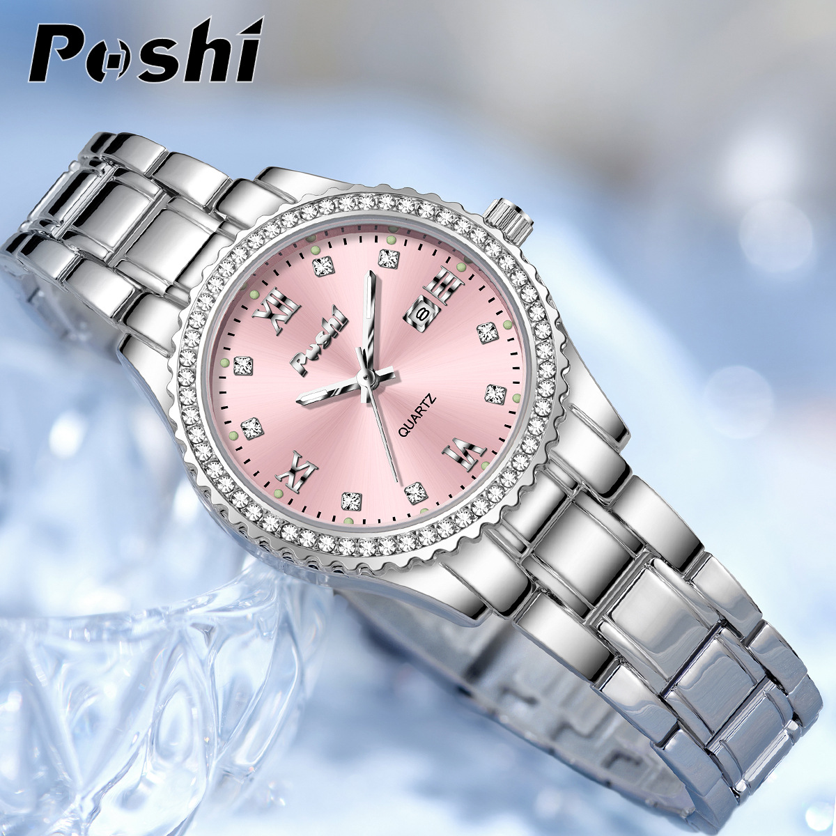 Relojes POSHI, relojes de mujer, relojes de mujer de lujo ligeros de nicho, cinturones de acero, relojes de comercio exterior transfronterizos, sentimientos de alta gama para mujer