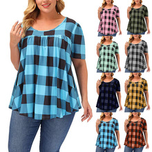 2023跨境亚马逊wish夏季欧美新款女装短袖圆领宽松型印花上衣T恤