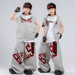 街舞儿童潮服嘻哈马甲少儿hiphop演出潮酷男童宽松表演服装架子鼓