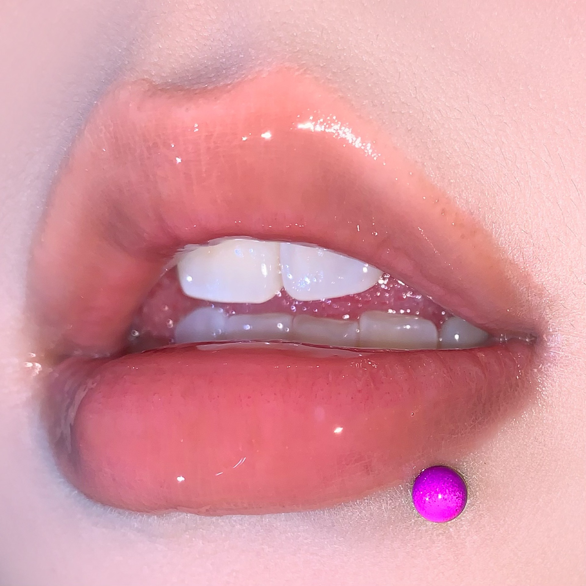 Labret stud lip piercing jewelry styling detail