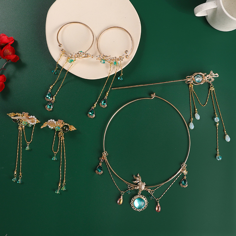 Meet the Deer Suit Yao Princess Han Clothing Accessories Hairpin Antler Double Clip Bracelet Antique Hair Accessories Collar Headwear