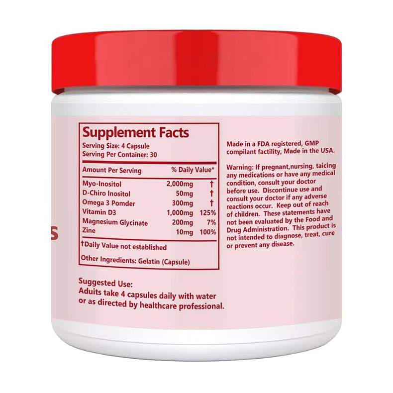 Inositol Vitamin Capsules for Women Daily Wellness Supplement Adult Use 24 Month Shelf Life specifications