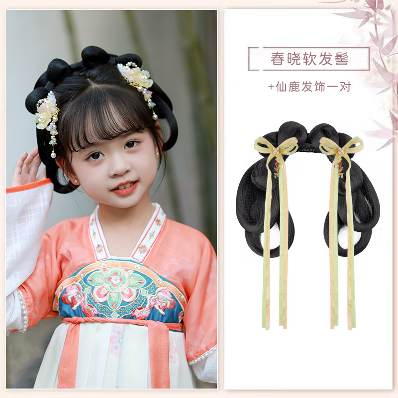 봄 새싹 부드러운 롤빵 + 요정 사슴 헤어 액세서리 한 쌍