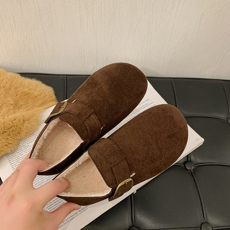 Zapatos Birken para mujeres 2026 nuevo cuero esmerilado todo incluido otoño y invierno más terciopelo grueso versátil antideslizante casual zapatos de mujer image 5