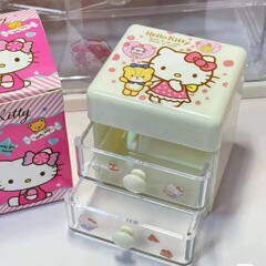 Sanrio Multi-functional Storage Box Kitty Cat Storage Grid Bead Chain Accessory Stationery Drawer-style Small Box
