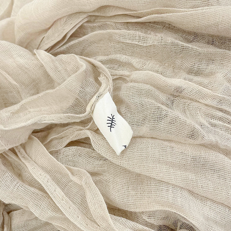 Estilo coreano nuevo artístico retro plisado algodón y lino bufanda de color sólido Oficina de primavera y otoño para mujer SALA DE AIRE ACONDICIONADO chal al aire libre