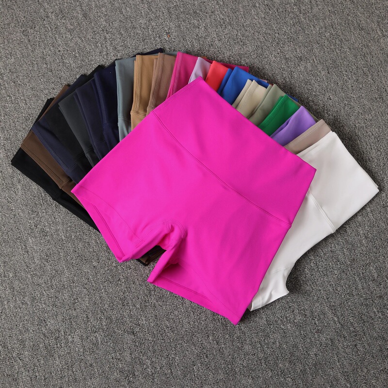 Wholesale Women Sexy Dopamine Color High Waist Yoga Shorts Sports Tight Stretch Naked Three-point Pants Safety Pants