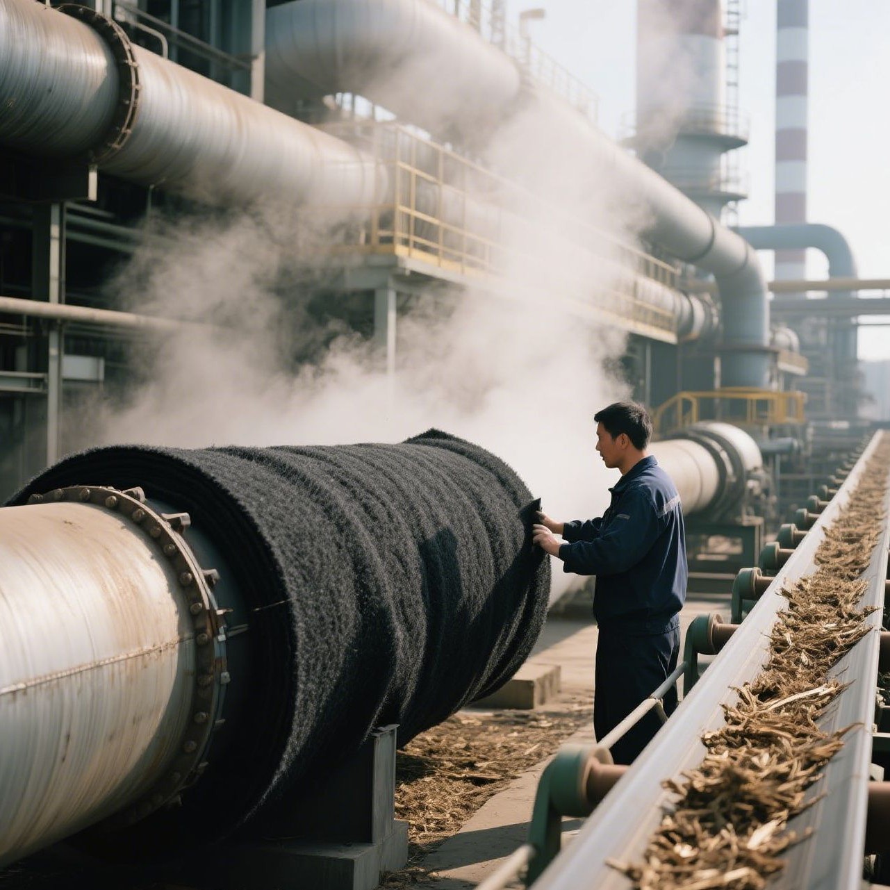 垃圾焚烧、生物质发电、工业锅炉高温烟气输送管道预氧丝隔热棉