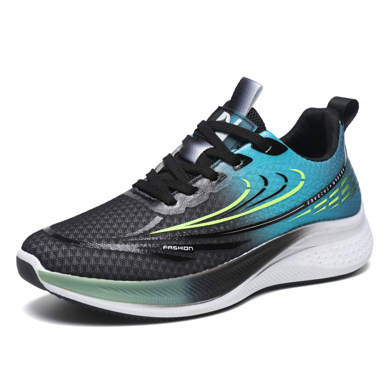 Comercio exterior al por mayor zapatos deportivos para hombres, malla de seda helada, zapatos individuales transpirables, cordones para hombres, suela gruesa, aumento de estilo deportivo, zapatos casuales