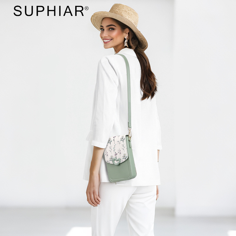 Monedero vertical para teléfono móvil, bolso pequeño de mensajero, bolso de teléfono móvil multicapa, flor, bolso de teléfono móvil multifuncional simple, moda femenina