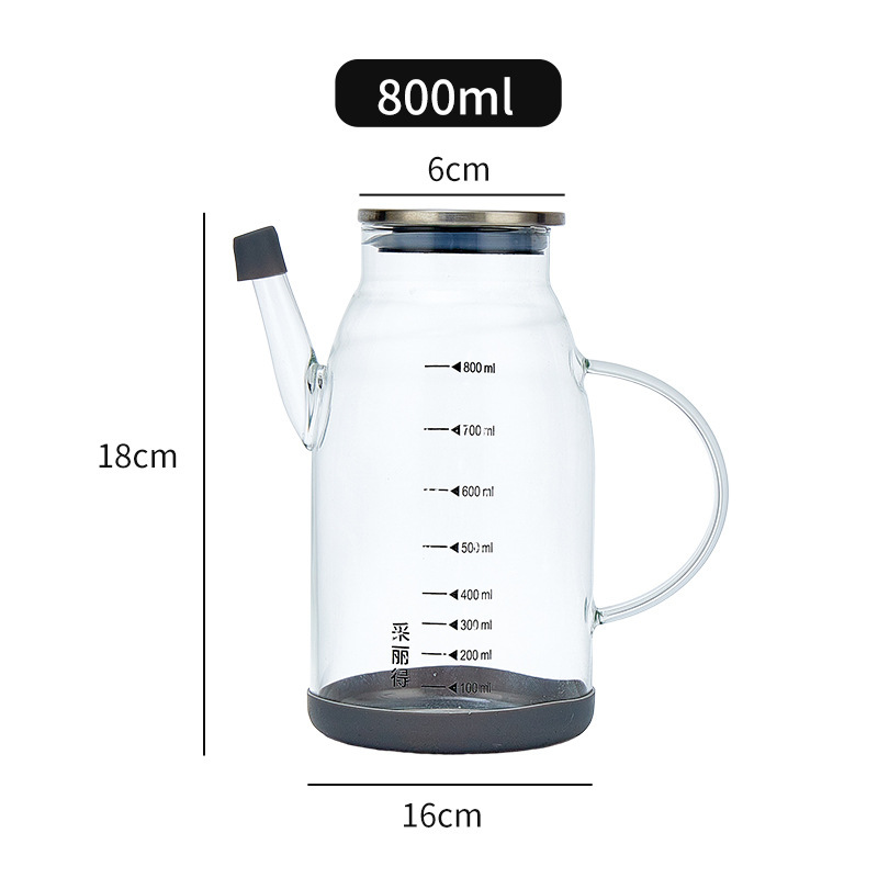 高硼硅玻璃控油瓶家用油壶 600ml/1000ml 厨房酱油醋瓶耐高温防漏|undefined
