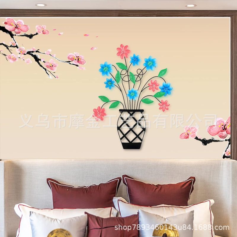 跨境工艺品墙面装饰花瓶花卉客厅装饰摆件家居挂件金属工艺装饰品|undefined