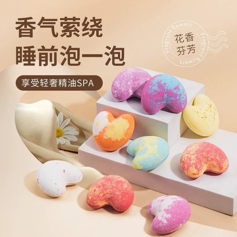 Бомбочка для ванны в форме сердца с эфирными маслами, бомбочка для ванны 40 г с взрывчатым маслом и солью, бомбочка для ванны с солью, трансграничная бомбочка для ванны в форме сердца.