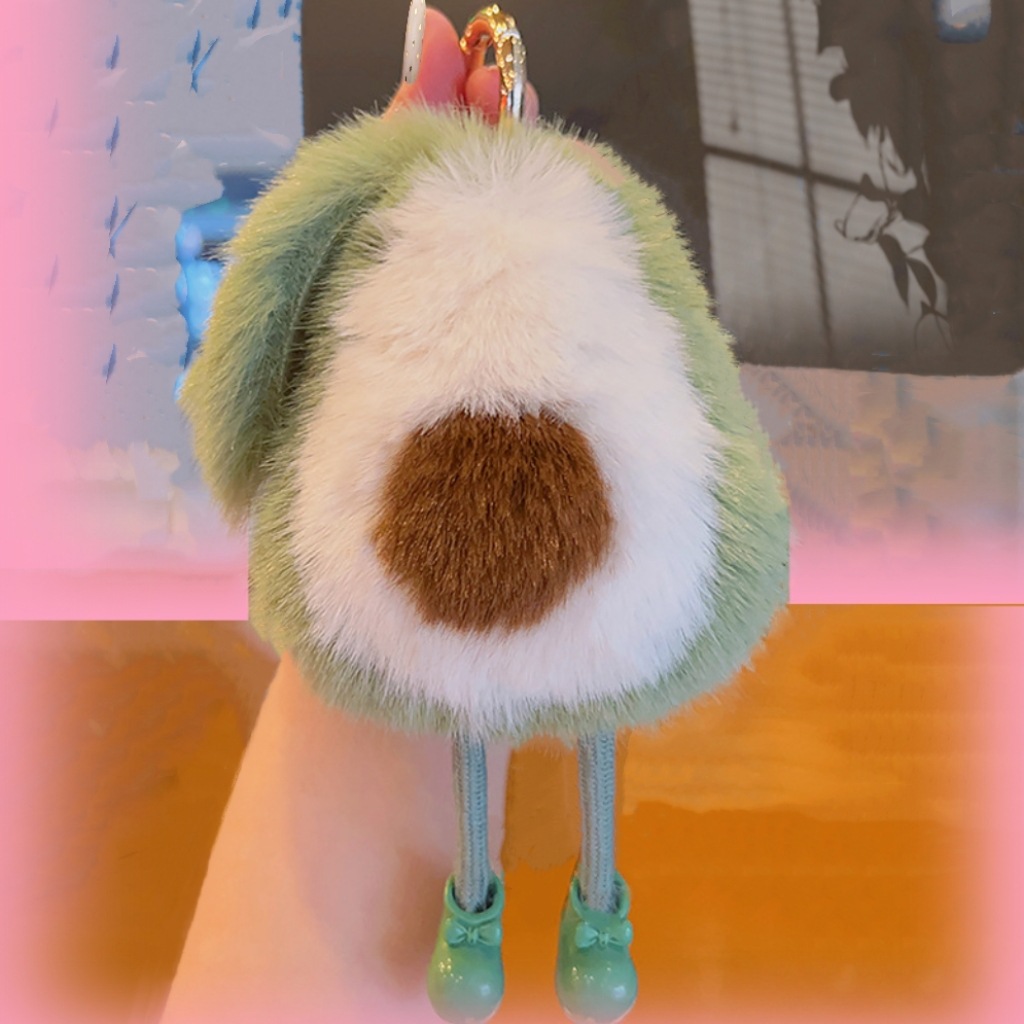 Venta al por mayor imitación de piel de visón aguacate coche llavero colgante de piel de imitación colgante de las mujeres colgante par colgante