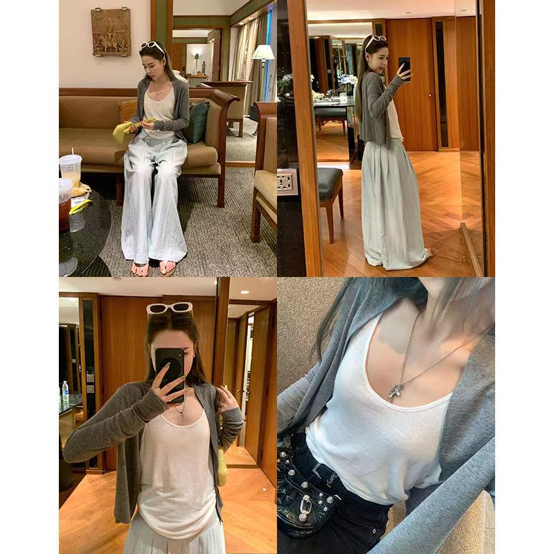 2026 New Tencel Sun-Protective Lazy Style Early Autumn Knit Cardigan Lightweight Drop-Shoulder Knit Jacket Women's Air Conditioning Shirt