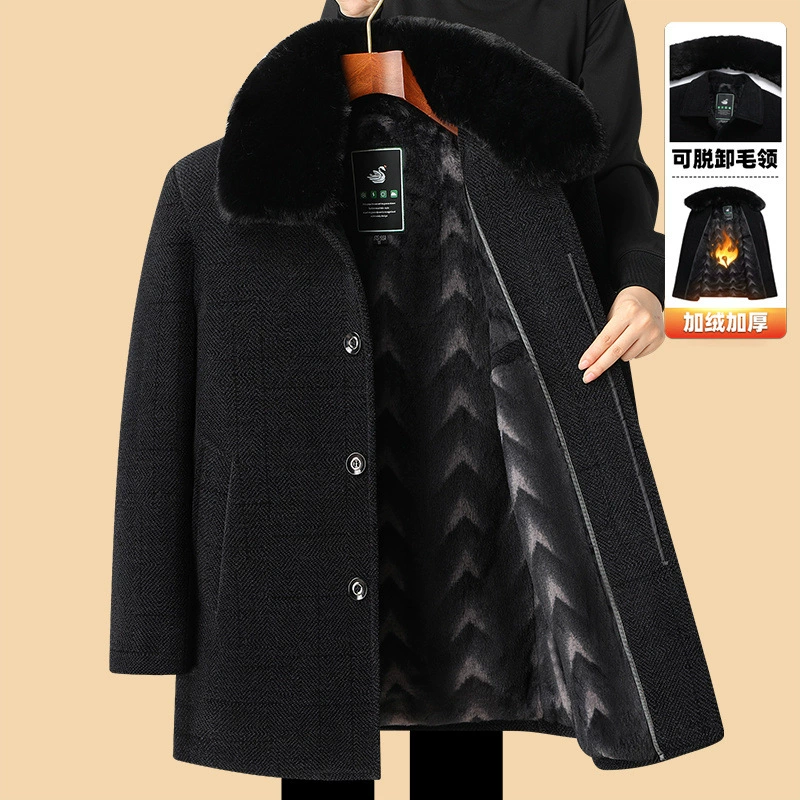 Demi-season warm woolen coat, down jacket, for middle age