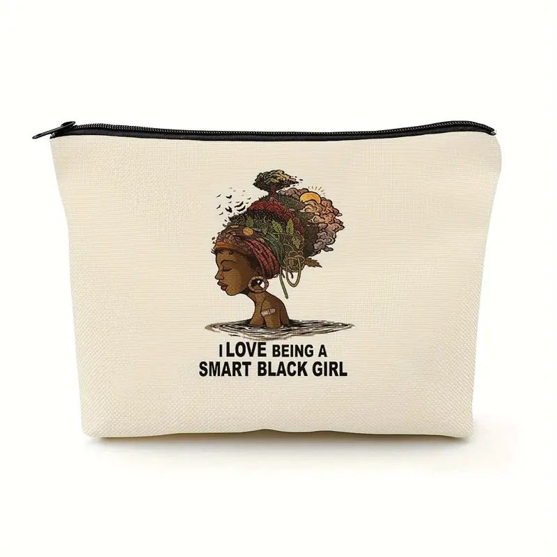 Cross-border Amazon Temu popular negro patrón de lino de doble cara impresión bolsa de cosméticos bolsa de cremallera para las mujeres