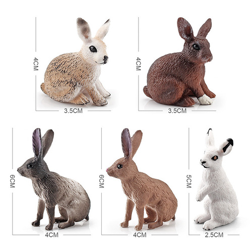Simulated forest animal rabbit model mini farm pasture static hare five-piece set desktop decoration ornaments