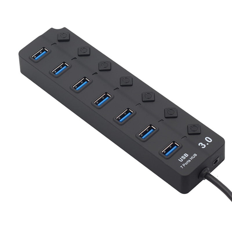 De alta velocidad de 7 puertos usb3.0 Hub interruptor de botón independiente USB3.0hub divisor de un arrastre de siete extensor