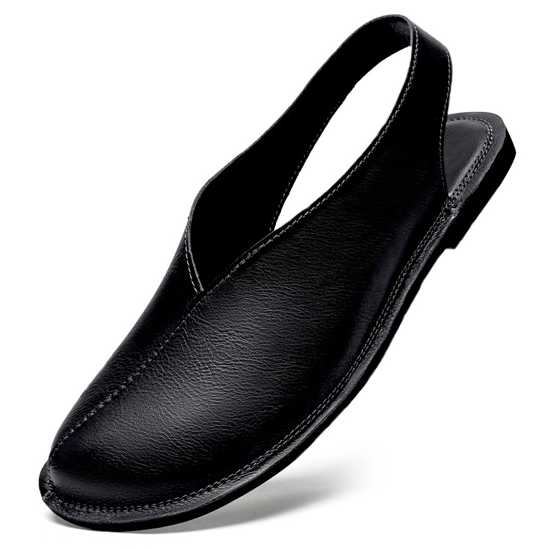 Men's Shoes 2025 Summer New Men's Leather Trendy European Station Large Size Breathable Niche Baotou Slip-On Sandals