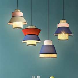 日式藤编吊灯餐厅民宿卧室床头灯吧台饭店饭厅榻榻米茶室竹艺灯具