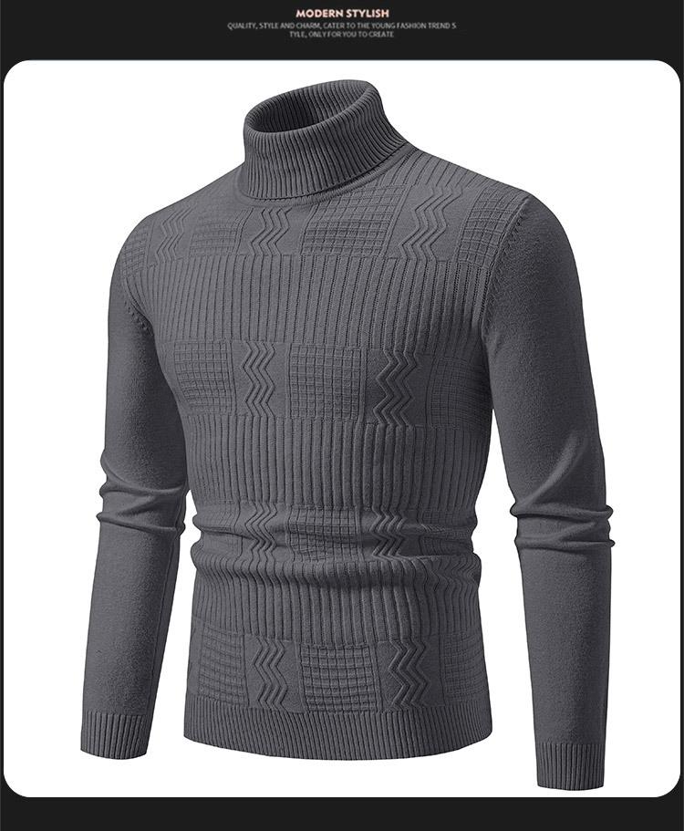 Men's High Neck Knit Sweater – Slim Fit Thermal Pullover For Layering Essentials_viptrois.com