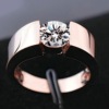 Golden classic ring for beloved, accessory, European style, pink gold, one carat, wholesale