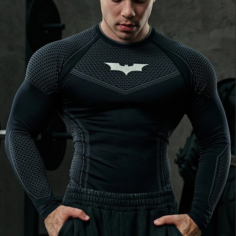 Youngla American Style New Men's Tight-Fitting T-Shirt Jogger Sports Fitness Running Training Quick-Drying Printed Long Sleeves