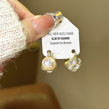 网红高级感气质复古锆石珍珠双面耳扣时尚优雅简约轻奢耳环耳饰女