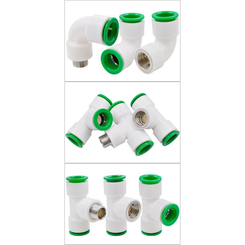 Conector rápido PPR 4 puntos 20 Codo directo de conexión rápida sin fusión en caliente de tipo en línea Accesorios de tubería de agua de PE de doble sellado image 3