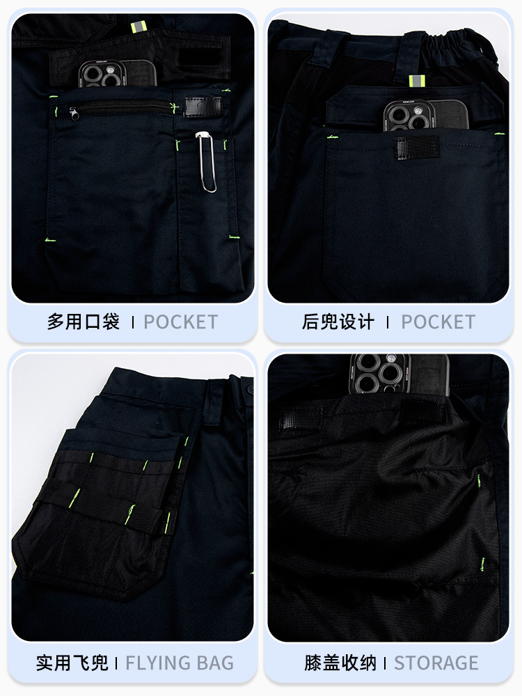 Pantalones de trabajo resistentes a la fabricación de primavera y otoño transfronterizos multibolsillos resistentes al desgaste y resistentes a la desgaste, pantalones de protección laboral reforzados para trabajadores de la construcción