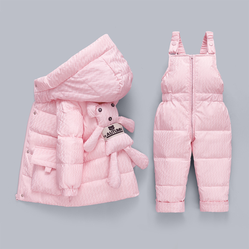 宝宝儿童羽绒服套装亮面男女童两件套1-3岁小童婴儿冬装加厚外套