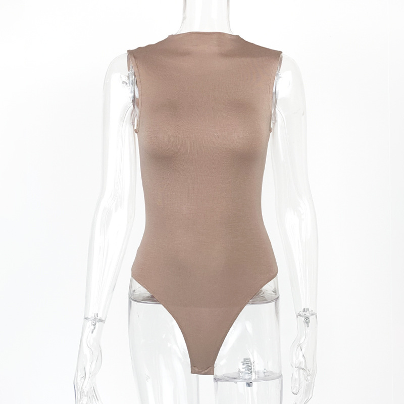 2022 verano nueva ropa de mujer ins Europa y América Internet celebridad moda de una sola pieza de algodón camiseta delgada sin mangas medio cuello alto mono