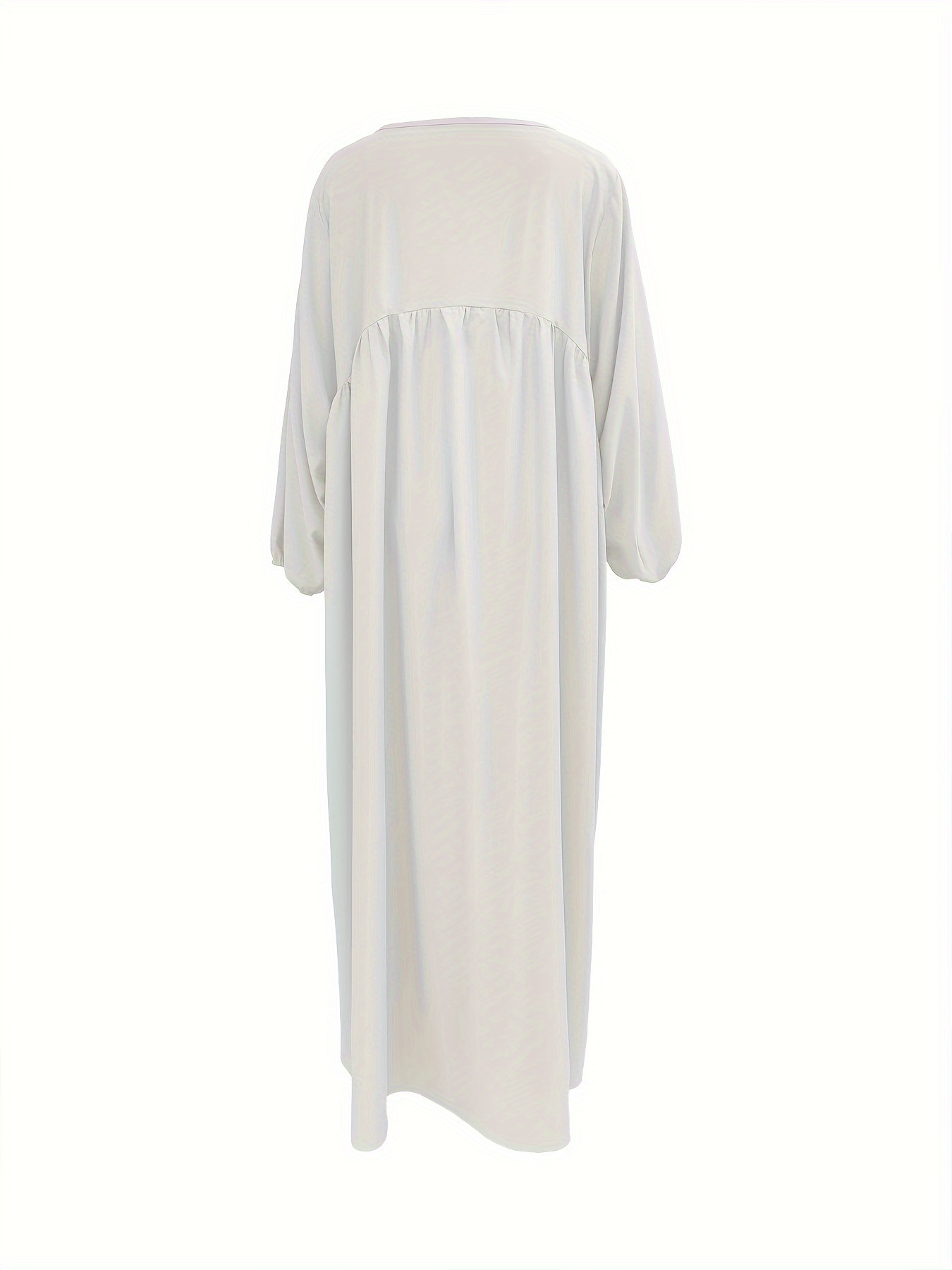 2025 New Cross-Border Middle Eastern Arab Women's Clothing: Patchwork Long-Sleeved Solid Color Loose Dress For Women_ecoleips.com