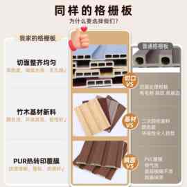 竹木纤维格栅板木背景墙凹凸长城板pvc塑料实木装饰护墙板