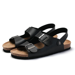 Foreign Trade Slippers Men's Summer Fashionable Flip-Flops Men's Cork Beach Korean Style Clip Foot Couple's Leather Sandals and Slippers Women's Summer