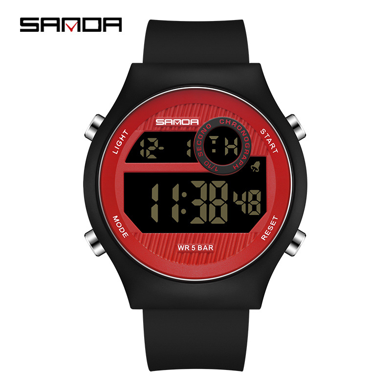 SANDA Sanda movimiento electrónico reloj electrónico de moda de estudiantes de secundaria secundaria reloj electrónico multifuncional luz nocturna reloj despertador estudiante reloj