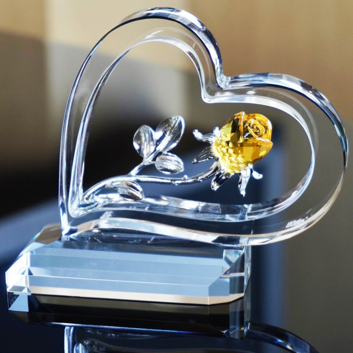 透明水晶镂空玫瑰轻奢高档水晶工艺品创意装饰摆件礼物礼品可跨境