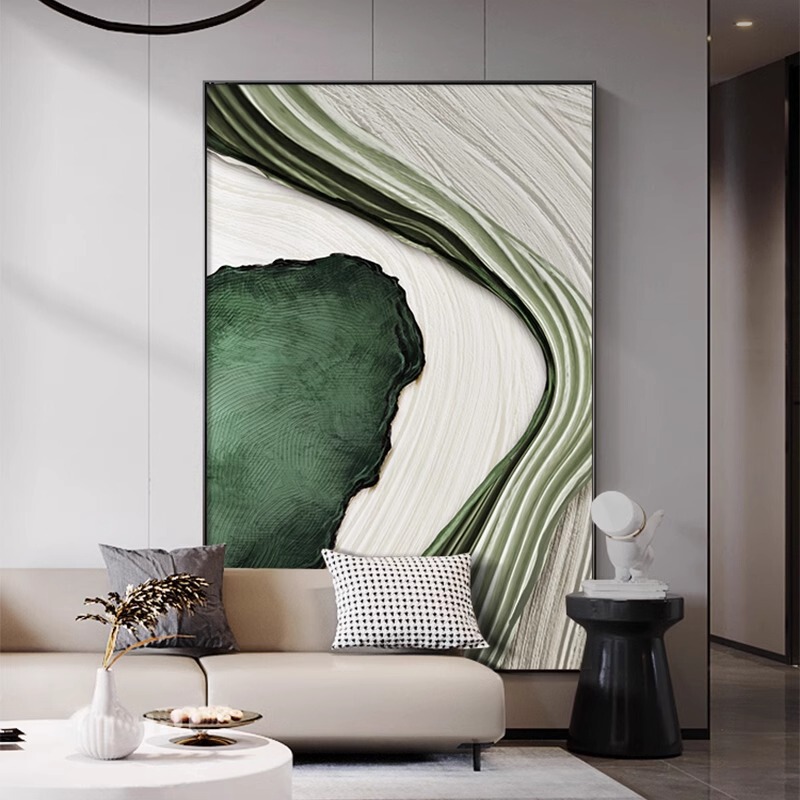 Green Abstract Living Room Sofa Backview Wall Floor Painting Modern Simple Quiet Style Entrance Decoration Painting Hotel Hanging Painting